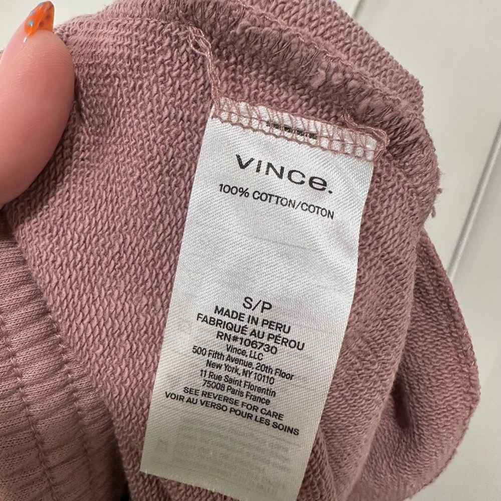 Vince Womens Sweatpants Size S Essential Joggers Mauve Pink 100% Cotton Lounge - Picture 7 of 8